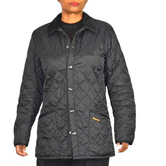 Barbour Heritage Liddesdale Jacket Black Quilted Lightweight Corduroy Mens Small - Picture 15 of 16